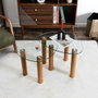 Home Deco Factory Ensemble de 2 tables gigognes irrégulières en verre et bois