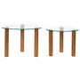 Home Deco Factory Ensemble de 2 tables gigognes irrégulières en verre et bois