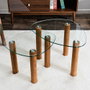 Home Deco Factory Ensemble de 2 tables gigognes irrégulières en verre et bois