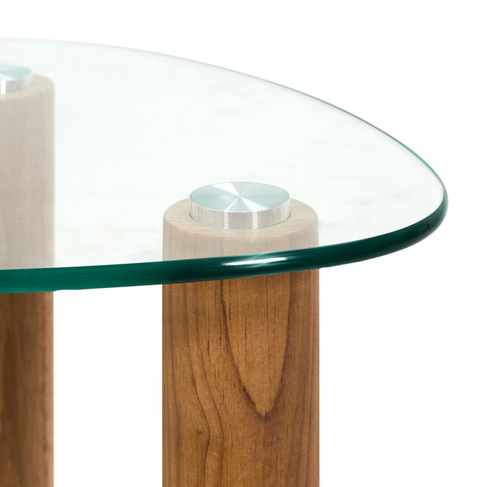 Home Deco Factory Ensemble de 2 tables gigognes irrégulières en verre et bois