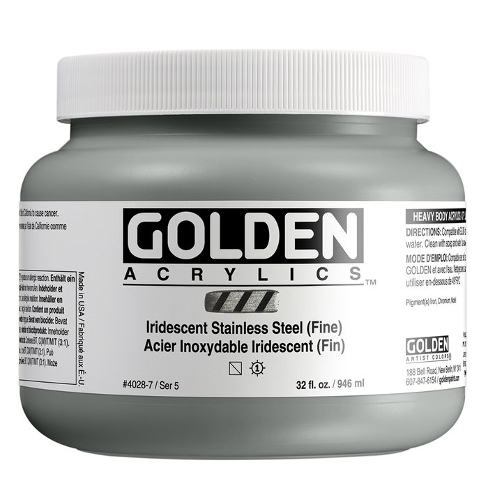 Golden Acrylique Heavy Body Acier Inoxydable Iridiscent Fin 946 ml Golden Acrylique Heavy Body Acier Inoxydable Iridiscent Fin 946 ml