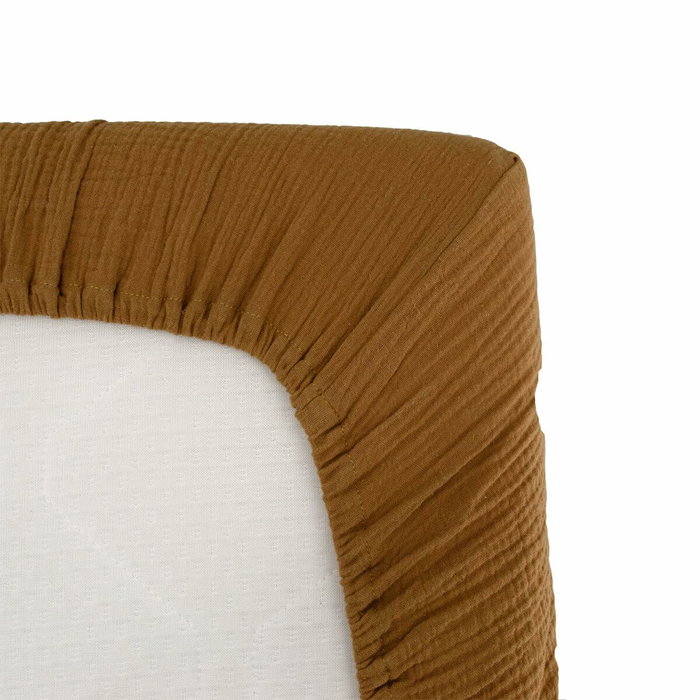 Domiva Drap housse Au Fil de l'Eau Caramel 70 x 140 cm Domiva Drap housse Au Fil de l'Eau Caramel 70 x 140 cm