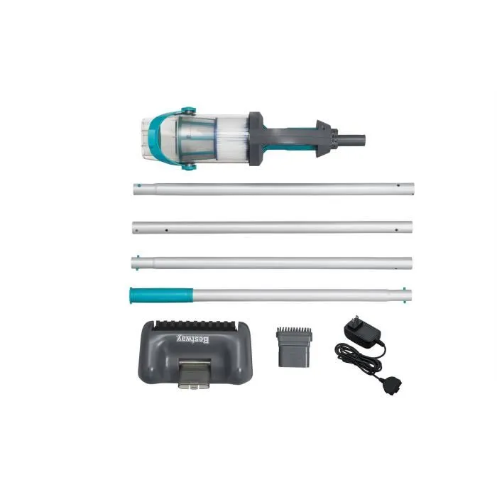 Bestway Aspirateur de piscine manuel AquaGrip™, autonomie 90 min, pour bassins jusqu'à 6,10 m de diamètre avec 2 têtes interchangeables