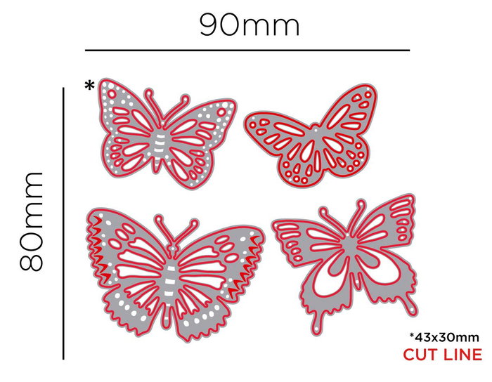 Misskuty Emporte-pièces fins ZAG Autres papillons (Lot de 4)