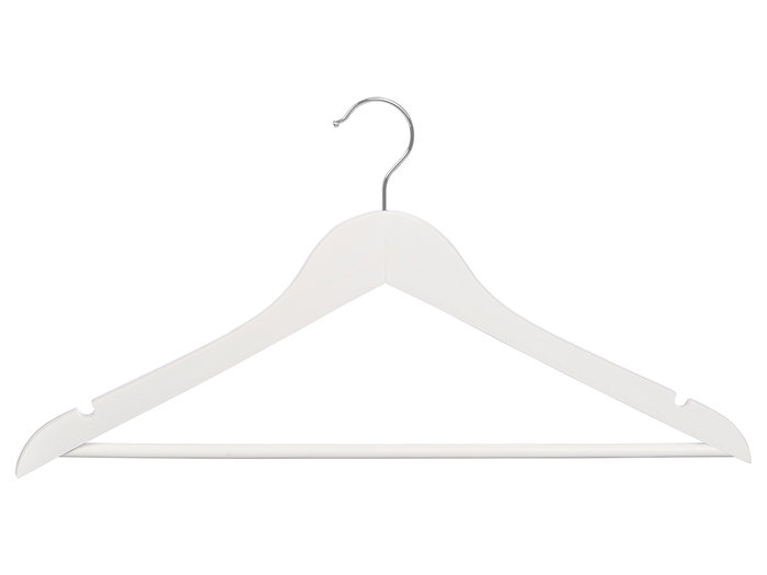 Kipit Lot de 8 Cintres Blancs en Bois et Métal 43x23 cm (Set de 8)