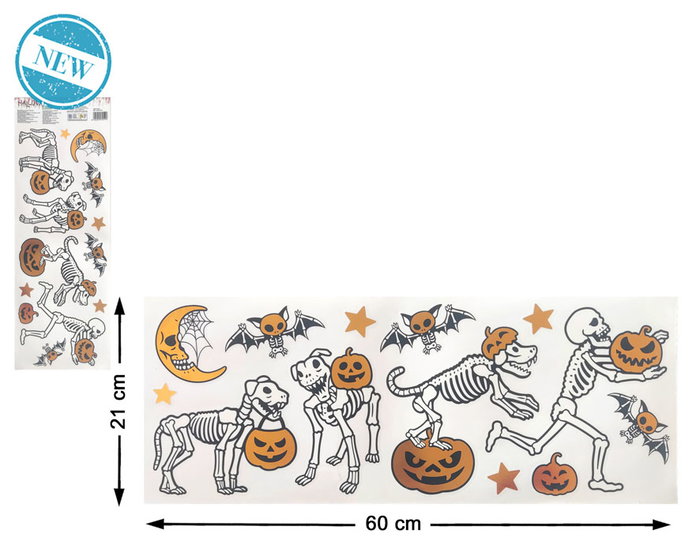 Sticker Décoratif Halloween Squelettes et Citrouilles - Adhésif Fête et Maison 60x21 cm Sticker Décoratif Halloween Squelettes et Citrouilles - Adhésif Fête et Maison 60x21 cm
