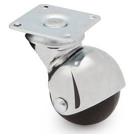 Q&Q Roulette H58 Ø40mm Roue en Caoutchouc Noir, Plastique, Chrome