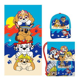 Cerdá Serviette de bain avec sac de rangement et bonnet Paw Patrol 33 x 27 x 7 cm