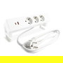HERRAJES ALK Regleta Deks pour Bureau, 3 Prises + Ports USB A et C, 5V/3A, 3680W Max, Noir Mat ou Blanc Mat, Câble 1.95m