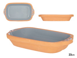LA DEHESA Cazuela rectangulaire avec anses 23cm Gris-Marron
