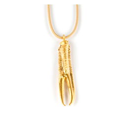 Shabama Collier TUENT COOL Beige Or Paillettes - Pendentif Patte de Langoustine sur Cordon Nylon Ajustable, Longueur 1m