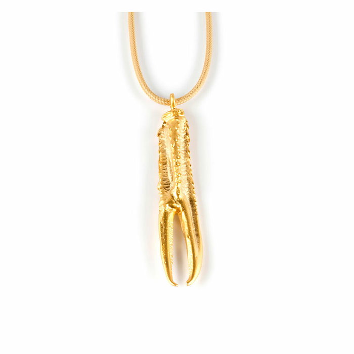 Shabama Collier Tuent Cool Beige avec pendentif langoustine doré
