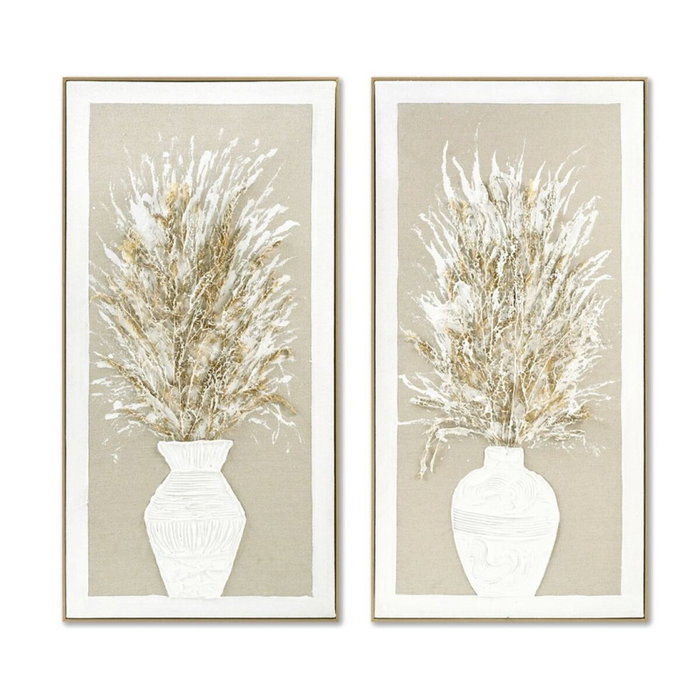 Home ESPRIT Toile Home ESPRIT Blanc Beige Vase Traditionnel 62 x 4,5 x 122 cm (2 Unités) Home ESPRIT Toile Home ESPRIT Blanc Beige Vase Traditionnel 62 x 4,5 x 122 cm (2 Unités)
