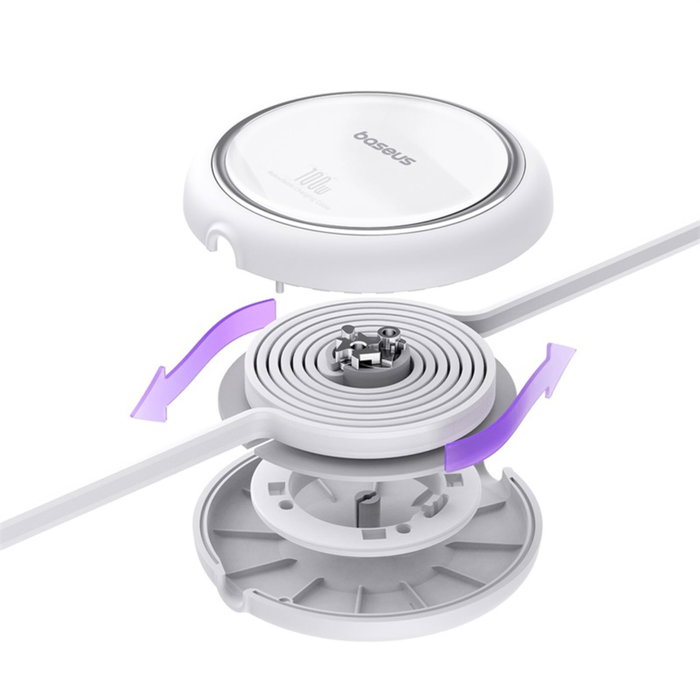 Baseus Free2Draw Câble de Charge Rétractable USB-C vers USB-C 100W 1m Blanc
