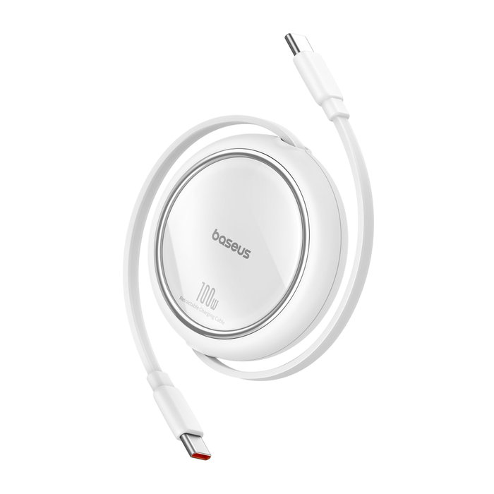 Baseus Free2Draw Câble de Charge Rétractable USB-C vers USB-C 100W 1m Blanc