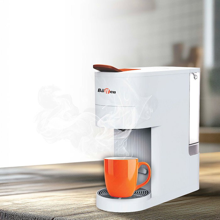 Baffen Cafetière Multicapsules 4 en 1 1400 W Blanc Réservoir 850 ml 20 Bars avec Adaptateurs pour Dosettes