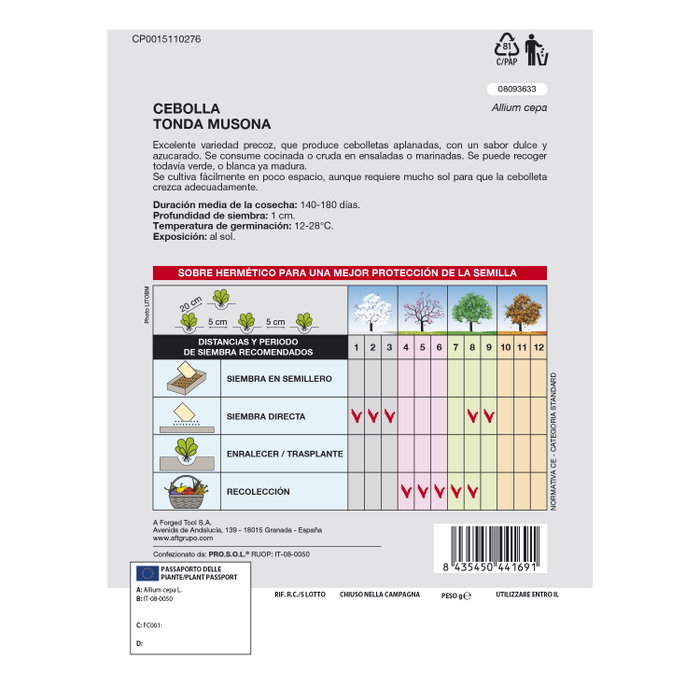 SATURNIA Semences d'Oignon Blanc (4 g)
