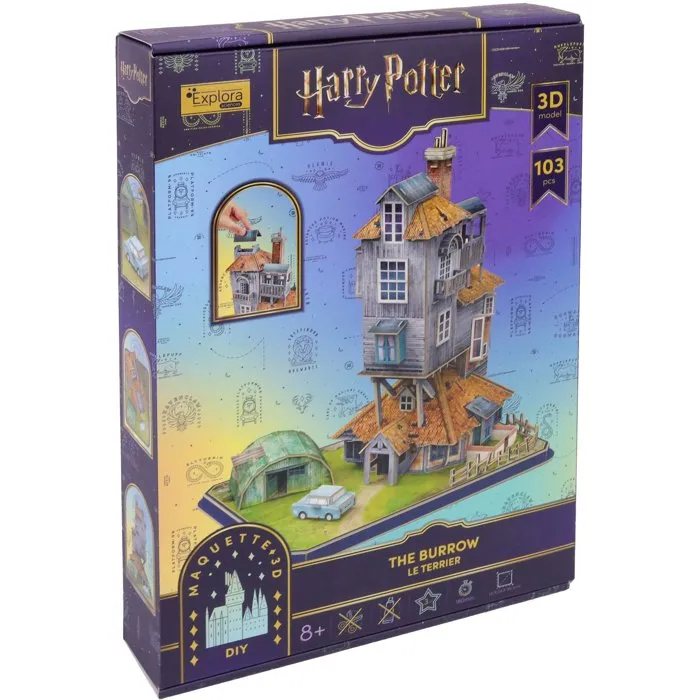 Explora - Puzzle 3D Le Terrier Maison des Weasley 540309 - Licence Harry Potter - Maquette 103 Pièces - 36.5 cm - Dès 8 ans