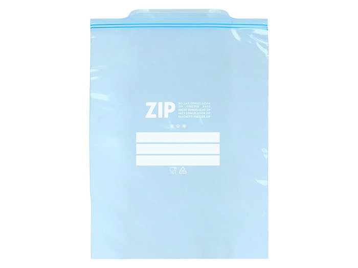 Leknes Sacs de Congélation Zip 10 Unités Grande Taille 30x40 cm 2 cm 7 L Transparent Bleu (Set de 12)