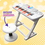 Deqube Clavier électronique avec boule disco et tabouret - 37 touches, 8 instruments, 8 rythmes, apprentissage avec lumières, enregistrement, multilingue