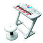 Deqube Clavier électronique avec boule disco et tabouret - 37 touches, 8 instruments, 8 rythmes, apprentissage avec lumières, enregistrement, multilingue