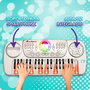 Deqube Clavier électronique avec boule disco et tabouret - 37 touches, 8 instruments, 8 rythmes, apprentissage avec lumières, enregistrement, multilingue