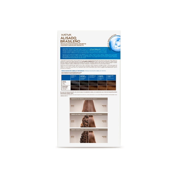 Kativa Professional Brésilien Straightening Pro Dark Case 6 pièces - Lissant sans formaldéhyde pour cheveux foncés, kit complet soin brésilien