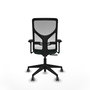 Chaise Motilla Synchro 3 positions tissu Vert foncé Maille Blanc Base pyramidale noire Accoudoir 3D Sans appui-tête Roulettes 65mm pour moquette