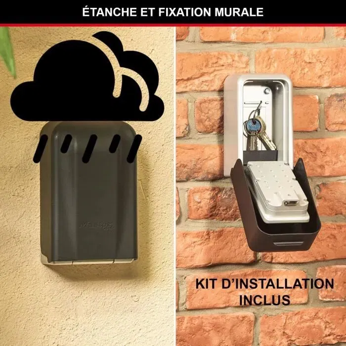 Master Lock Coffre-fort à clés certifié CNPP, format XL, combinaison programmable, construction zinc renforcée, kit de montage inclus, idéal Airbnb, gris et noir