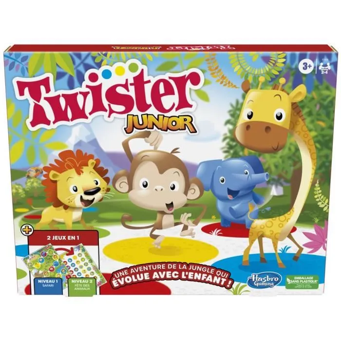 Hasbro Gaming Twister Junior - Jeu de société avec tapis réversible 2-en-1 évolutif pour enfants à partir de 3 ans