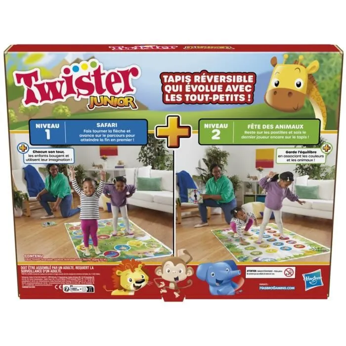 Hasbro Gaming Twister Junior - Jeu de société avec tapis réversible 2-en-1 évolutif pour enfants à partir de 3 ans