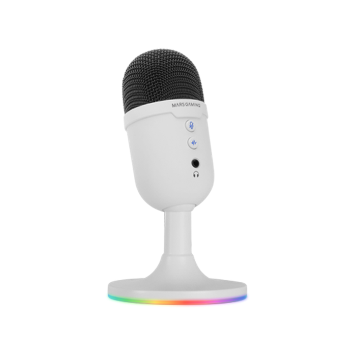 Mars Gaming MMICCX Microphone Compact USB Blanc pour Streaming Jeux Vidéo et Création de Contenu