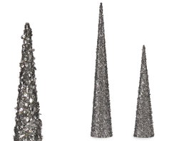 Krist+ Lot de 2 cônes de Noël à paillettes argent 9,5 x 60 x 9,5 cm (Set de 4)