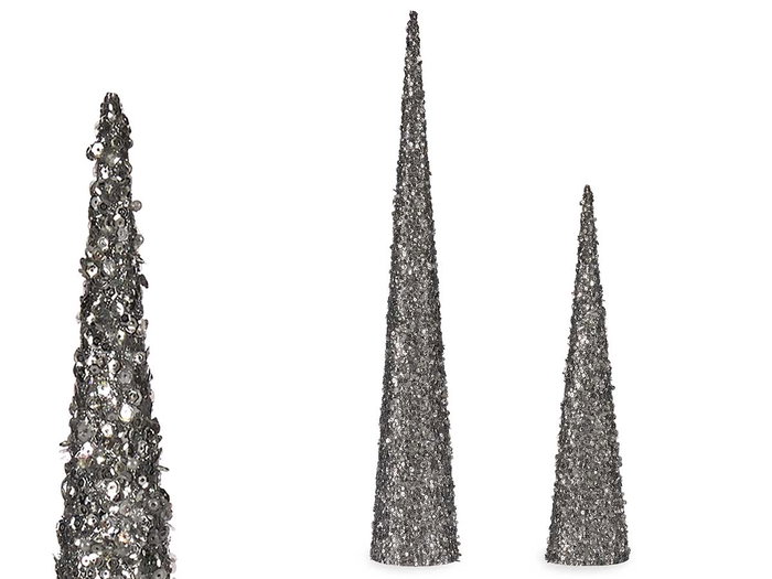 Krist+ Lot de 2 cônes de Noël à paillettes argent 9,5 x 60 x 9,5 cm (Set de 4) Krist+ Lot de 2 cônes de Noël à paillettes argent 9,5 x 60 x 9,5 cm (Set de 4)