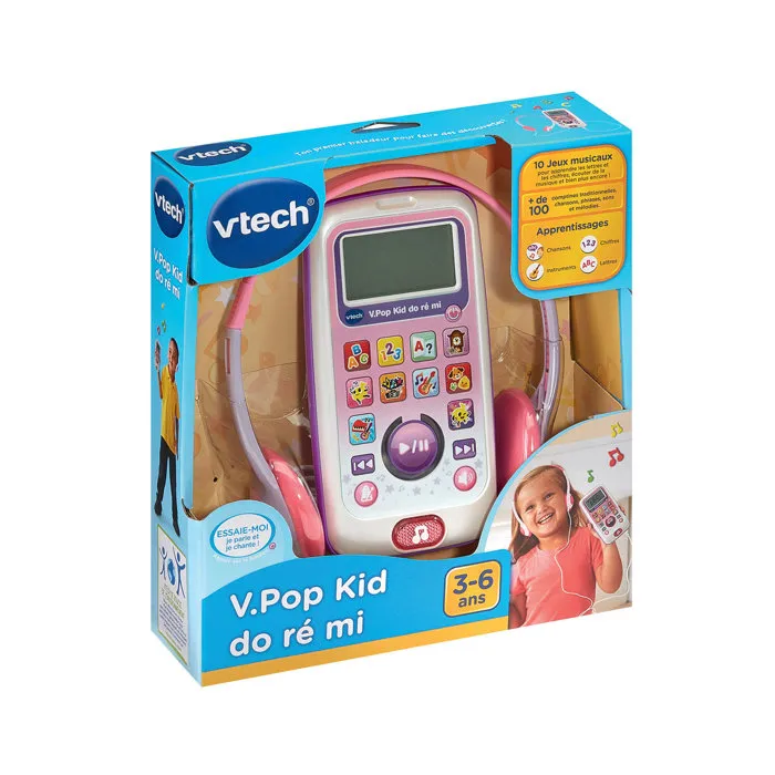 Vtech V.Pod Kid Do - Baladeur musical éducatif pour enfants 3-6 ans, couleur rose, 16 chansons, 17 mélodies, haut-parleur intégré et casque inclus