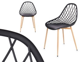 Giftdecor Silla Rejilla Noire 56x80x51cm Plastique Métal (Set de 4)