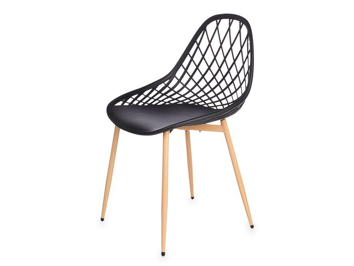 Giftdecor Silla Rejilla Noire 56x80x51cm Plastique Métal (Set de 4)