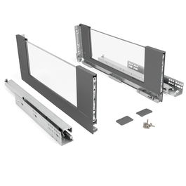 HERRAJES ALK Cajon QUBE avec côtés en cristal et extraction totale, Antracita, 40 kg