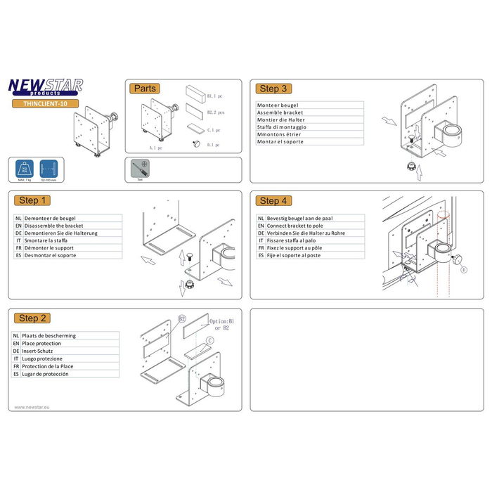 Support Neomounts THINCLIENT-10 Argenté Acier