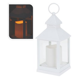 Lanterne avec bougie LED blanche, lumière chaude