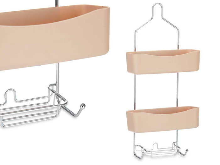 Berilo Étagère de Douche 2 Niveaux Beige 28x60x14 cm Métal et Plastique (Set de 6)