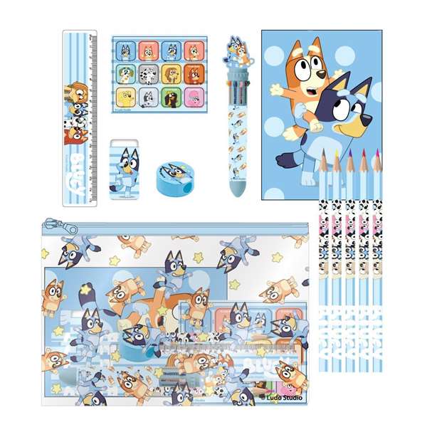 Cerda Set de Papeterie Scolaire Eva Bluey (22 x 14 x 0,5 cm) pour Enfants Dès 3 Ans, Bleu