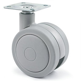 Q&Q Roue Pivotante Rolom Double Jante Ø60 mm Plastique Gris Bande de Roulement Caoutchouc