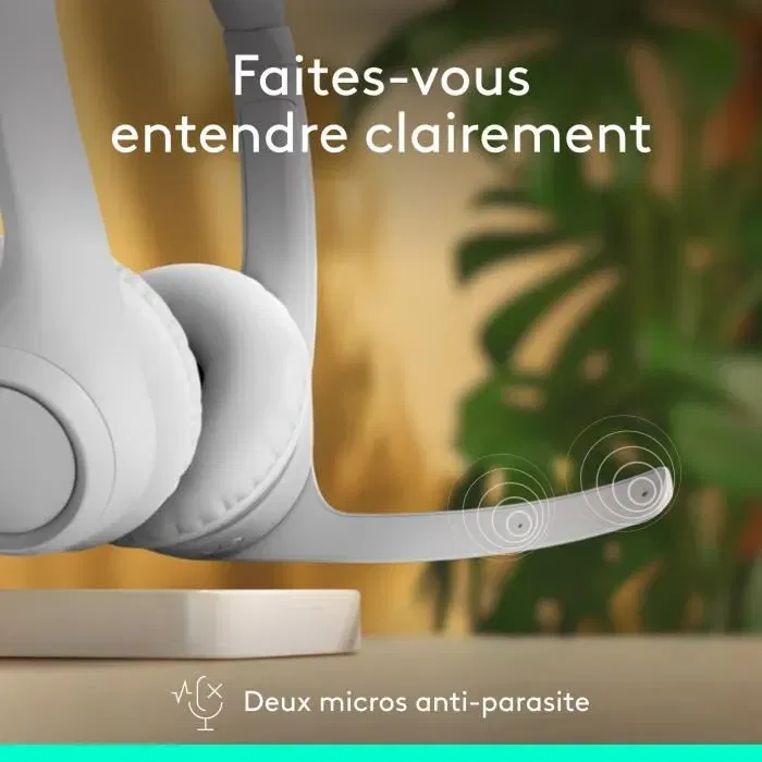 Logitech Zone 300 - Casque Bluetooth sans fil avec microphone anti-parasite et autonomie 20h - Blanc Logitech Zone 300 - Casque Bluetooth sans fil avec microphone anti-parasite et autonomie 20h - Blanc