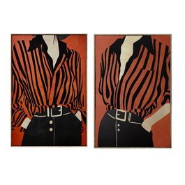 Toile Home ESPRIT Noir Rouge Urbaine 83 x 4 x 123 cm (2 Unités)