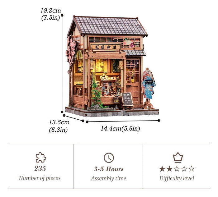 Figurine Model Kit Miniature House Sakura O Kimono Shop 19 x 14 cm Figurine Model Kit Miniature House Sakura O Kimono Shop 19 x 14 cm