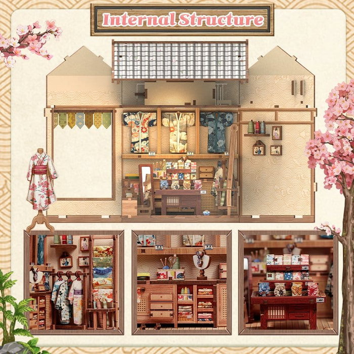 Figurine Model Kit Miniature House Sakura O Kimono Shop 19 x 14 cm Figurine Model Kit Miniature House Sakura O Kimono Shop 19 x 14 cm