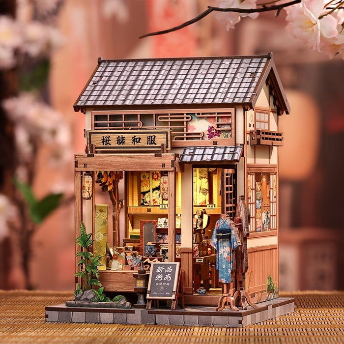 Figurine Model Kit Miniature House Sakura O Kimono Shop 19 x 14 cm Figurine Model Kit Miniature House Sakura O Kimono Shop 19 x 14 cm