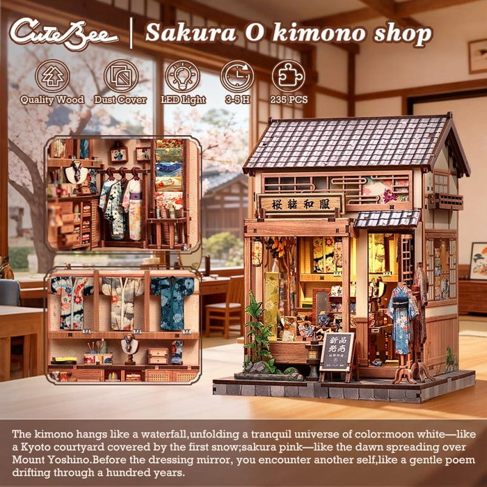 Figurine Model Kit Miniature House Sakura O Kimono Shop 19 x 14 cm Figurine Model Kit Miniature House Sakura O Kimono Shop 19 x 14 cm