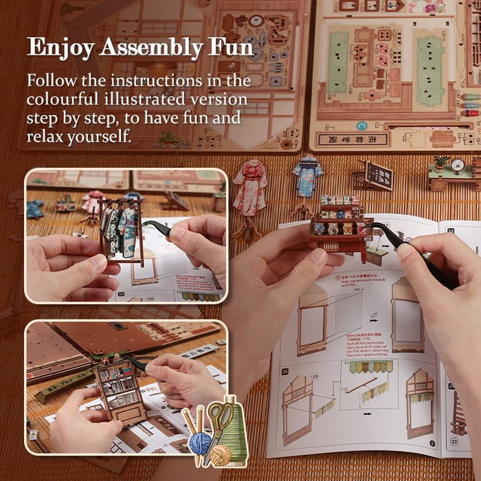 Figurine Model Kit Miniature House Sakura O Kimono Shop 19 x 14 cm Figurine Model Kit Miniature House Sakura O Kimono Shop 19 x 14 cm